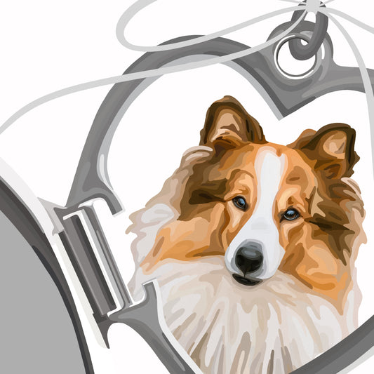 Close up of a Collie in a Locket Portrait